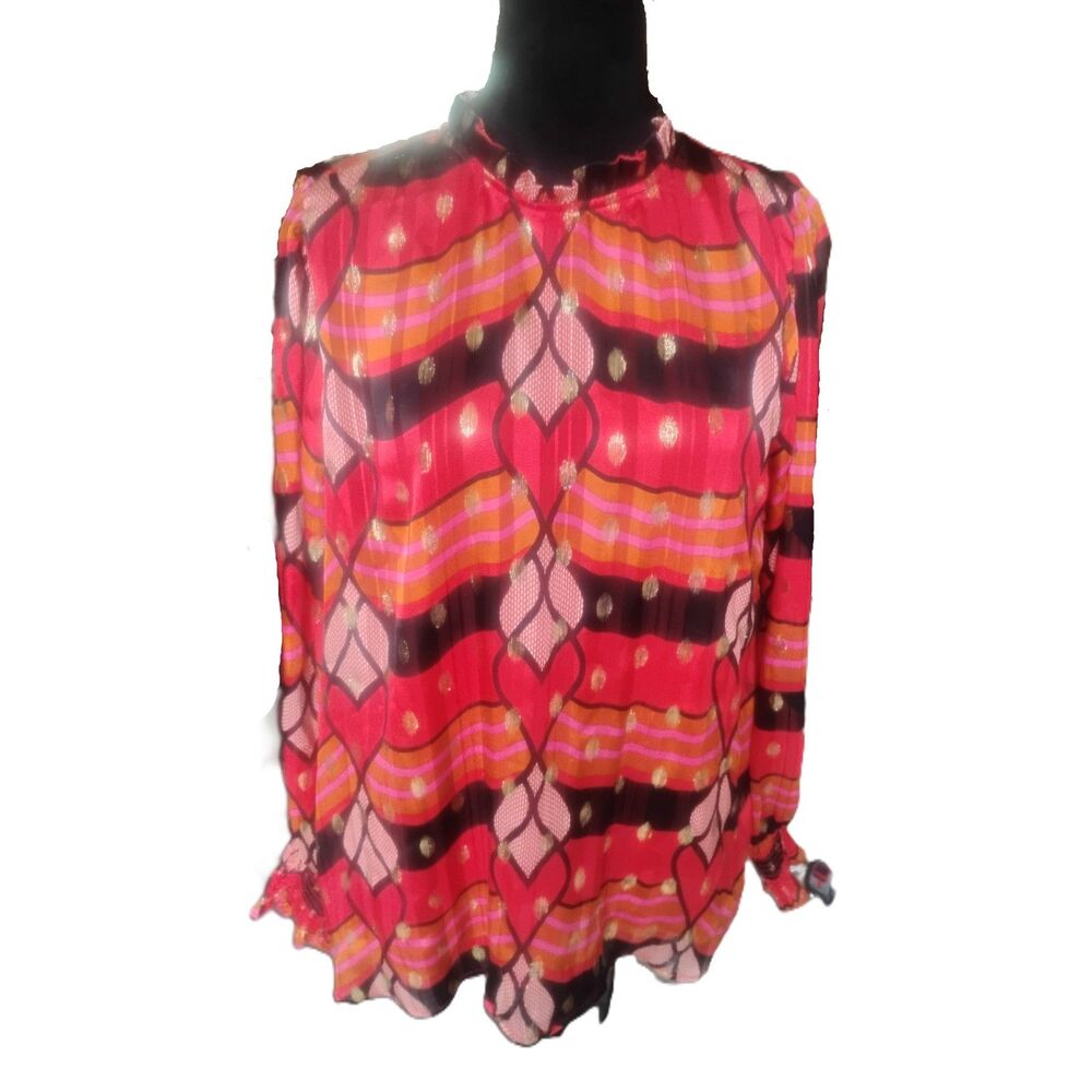 Joie Women's Size Large Colorful Long Sleeve Chiffon Blouse